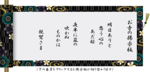 明日ありと 思う心の あだ桜 夜半に嵐の 吹かぬ ものかは 親鸞さま